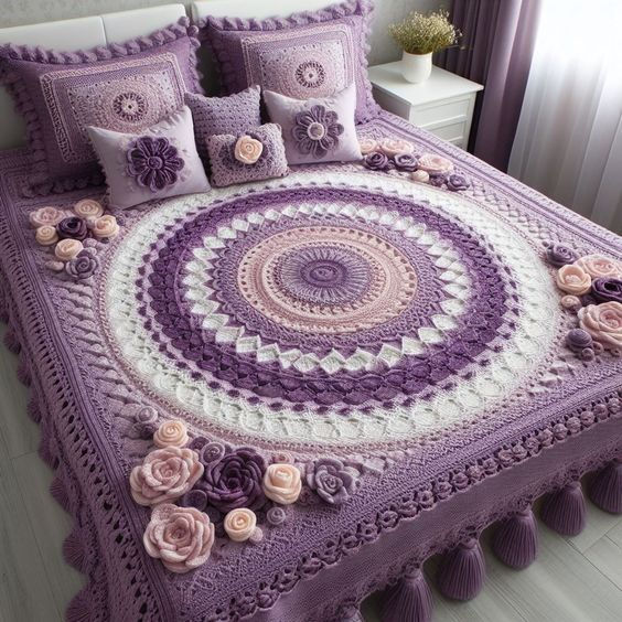 CROCHET BED SHEET & PILLOW COVER