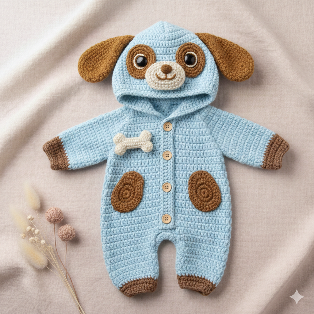 Handmade Crochet Baby Romper – 4 Colors