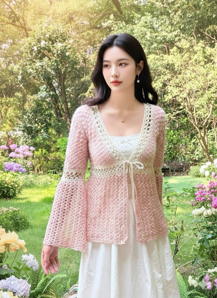 Handmade Crochet Cardigan for Women – Soft Lace Open Front Sweater