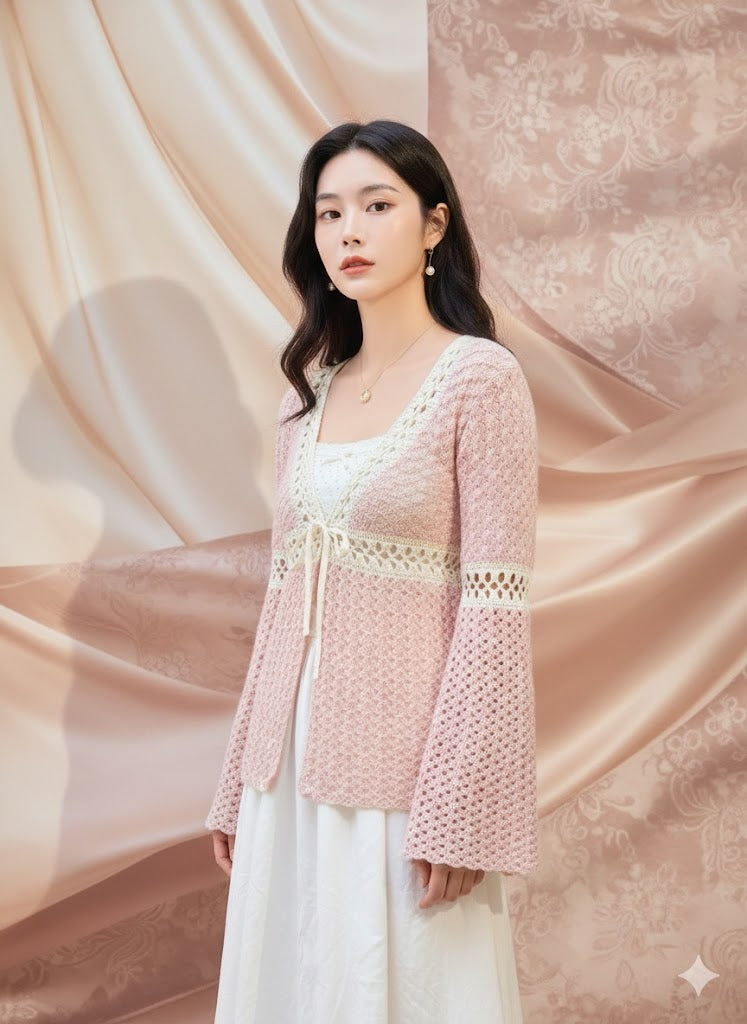 Handmade Crochet Cardigan for Women – Soft Lace Open Front Sweater