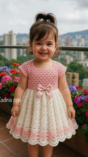 “Handmade Crochet Baby Girl Dress – Premium Wool”