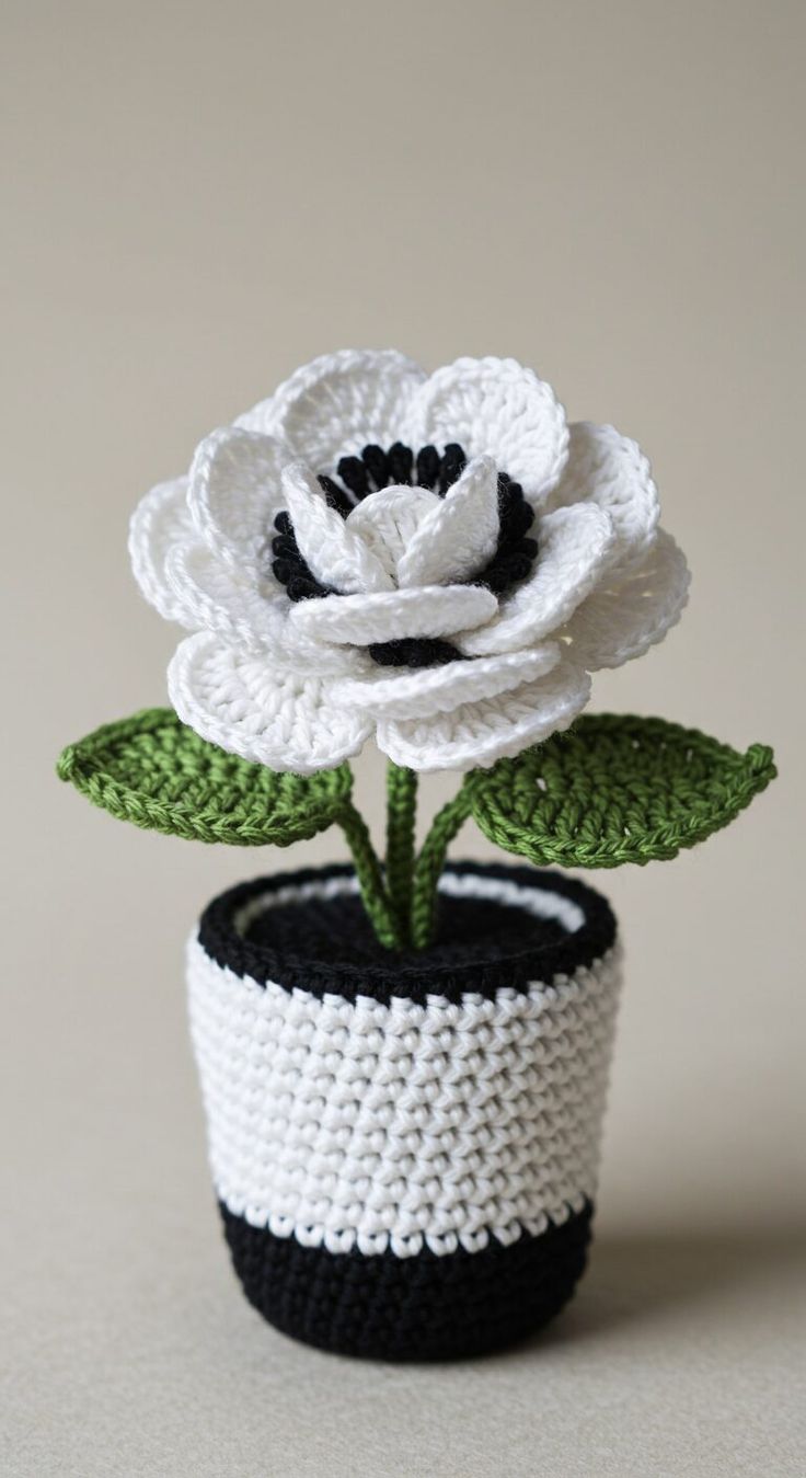 Handmade Crochet Anemone Pot