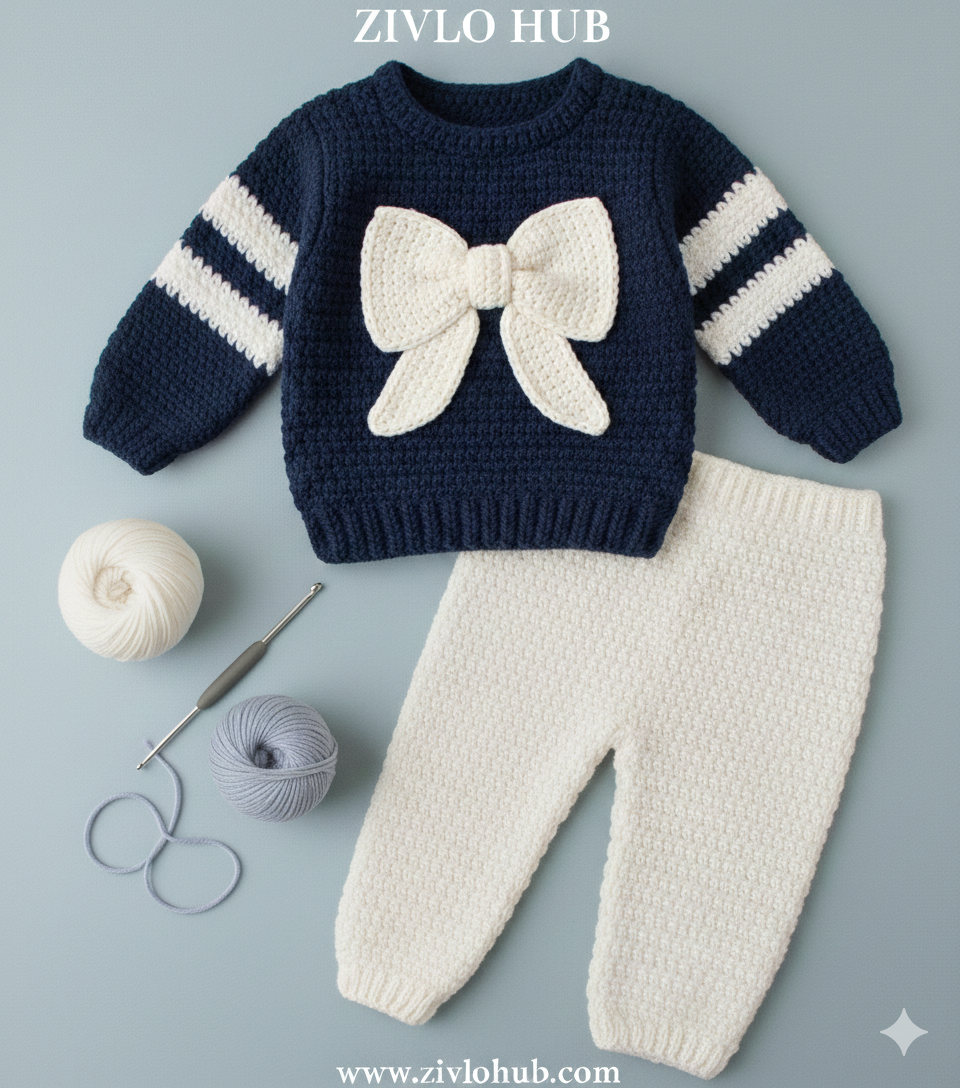 Premium Soft Crochet Baby Suit - 2-Piece Winter Knit Set for Infants & Toddlers