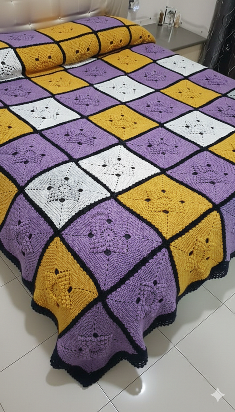 Premium Handmade Crochet Bed Sheet Set with 2 Pillow Covers