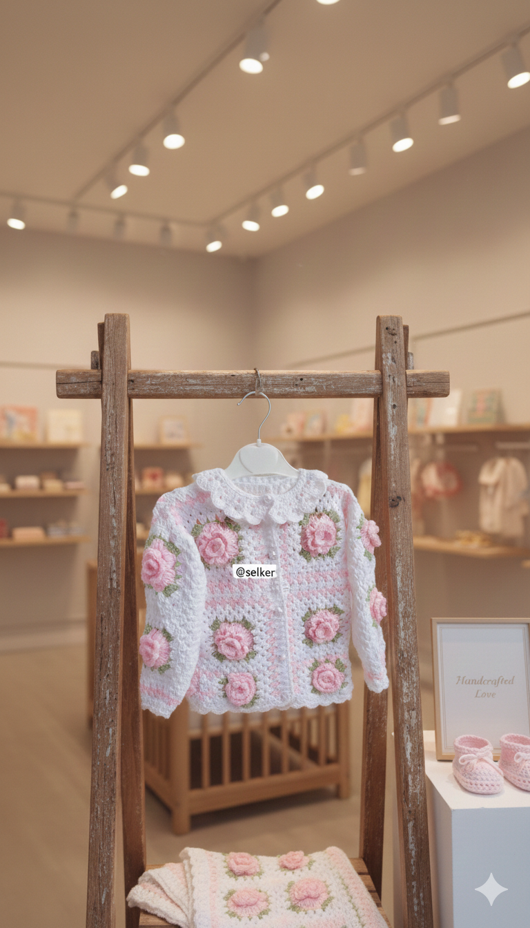 Handmade Crochet Sweater – 100% Pure Wool Warm Knit & Custom Color Available