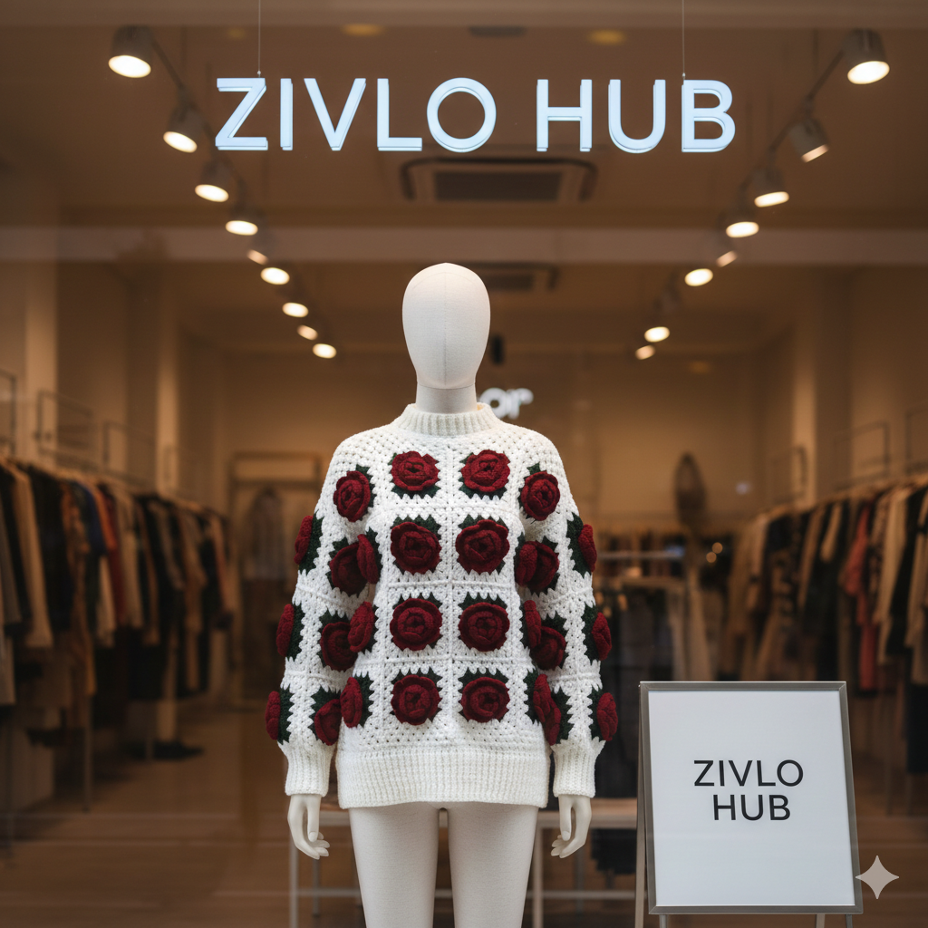 Stylish Handmade Crochet Girl Sweater – 100% Pure Wool Cozy Knit