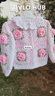 Handmade Crochet Sweater – 100% Pure Wool Warm Knit & Custom Color Available