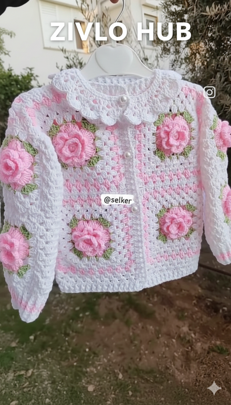 Handmade Crochet Sweater – 100% Pure Wool Warm Knit & Custom Color Available