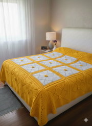 Premium Handmade Crochet Bed Sheet Set with 2 Pillow Covers – Pure Wool